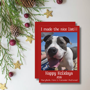 Carte de Noël pour animaux de compagnie liste sage