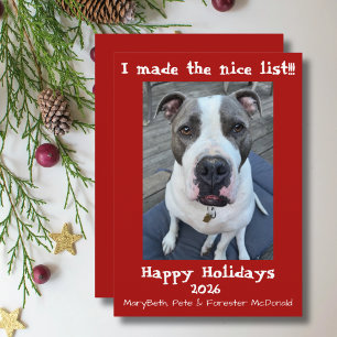 Carte de Noël pour animaux de compagnie liste sage