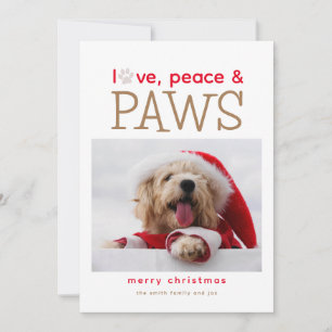 Carte de Noël pour animaux de compagnie Love Peace
