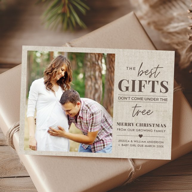 Carte de Noël pour Annonce de Grossesse Rustique (Rustic Pregnancy Announcement Christmas Card)