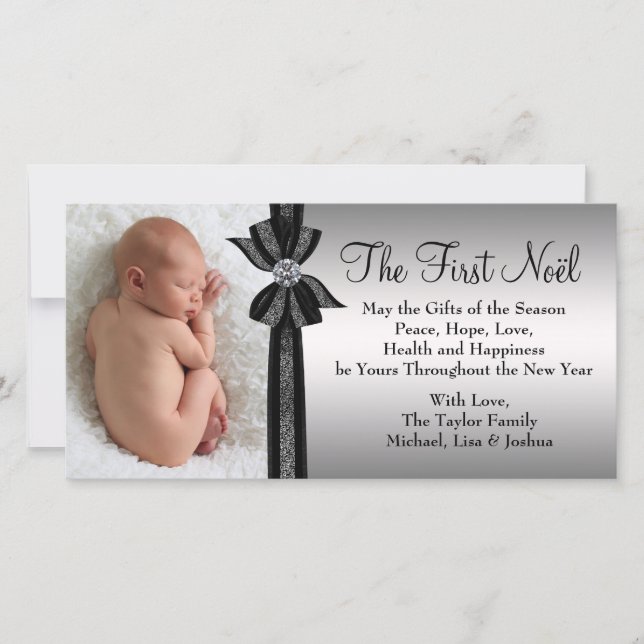 Carte de Noël pour bébé, première Noël en argent n (Devant)