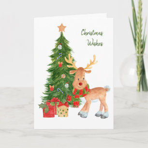 Carte de Noël pour bébé Rindeer aquarelle