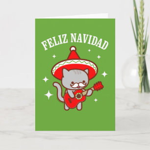 Carte de Noël pour chat amusant : "FELIZ NAVIDAD"