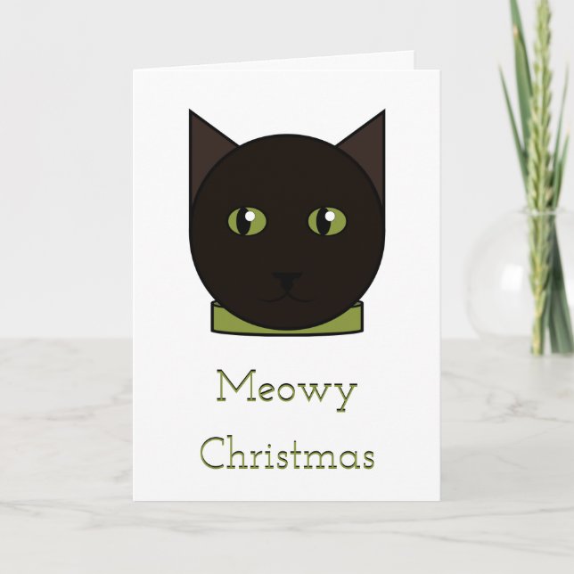 Carte de Noël pour chat noir (Devant)