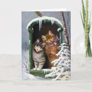 Carte de Noël pour chats de boîte aux lettres vict