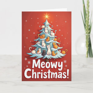 Carte de Noël pour chats Meowy Christmas