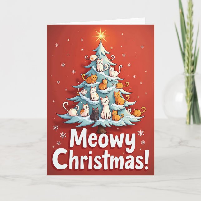 Carte de Noël pour chats Meowy Christmas (Devant)