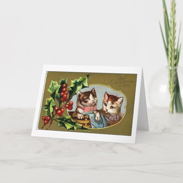 Carte de Noël pour chats vintages (Devant)