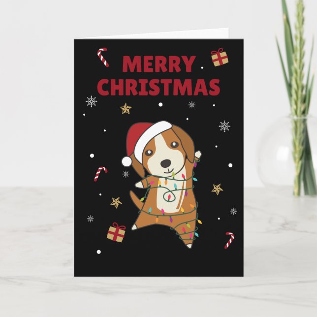Carte de Noël pour chien Beagle Animaux d'hiver (Devant)