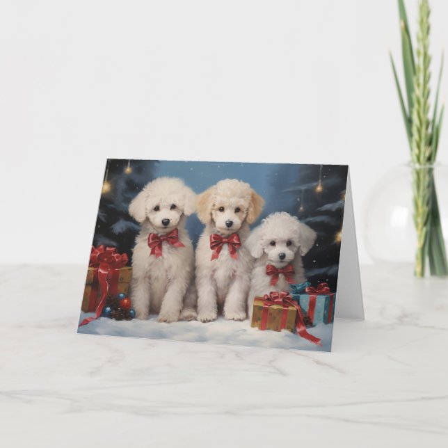 Carte de Noël pour chien de caniche (Devant)
