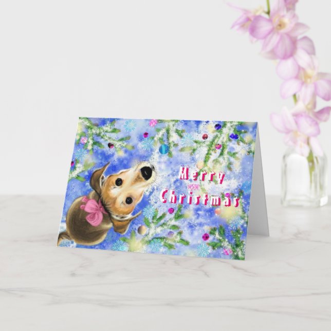 Carte de Noël pour chien de compagnie mignonne (Orchidée)