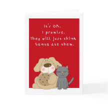 Carte de Noël pour chien et chat mignon