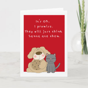 Carte de Noël pour chien et chat mignon