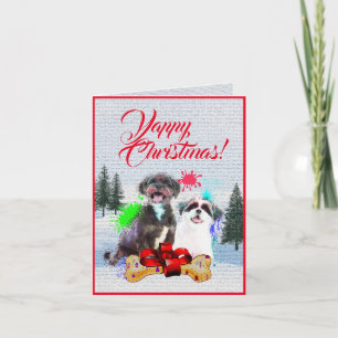 Carte de Noël pour chien Shih Tzu mignonne et pers