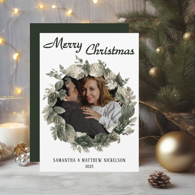 Carte de Noël pour couples avec couronne de Noël (Créateur téléchargé)
