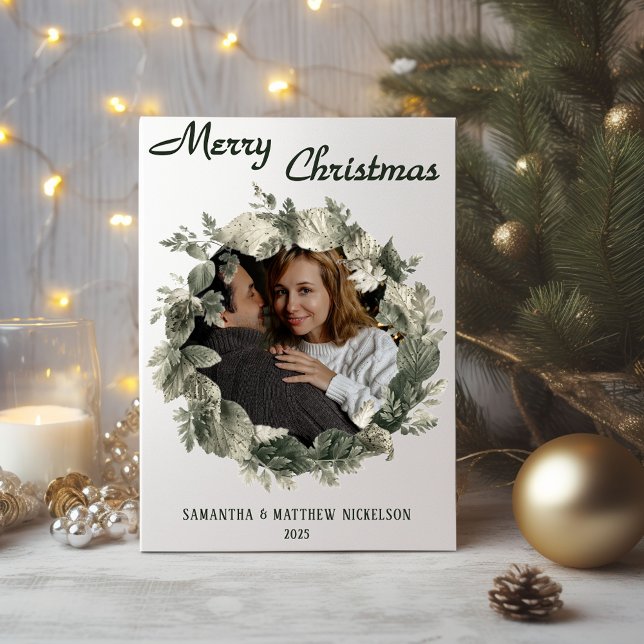 Carte de Noël pour couples avec couronne de Noël (Créateur téléchargé)