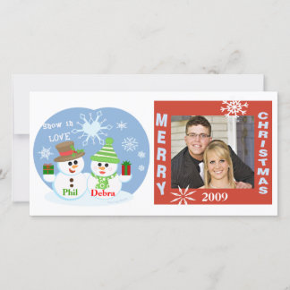Carte de Noël pour couples de bonhommes de neige