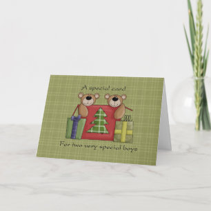 Carte de Noël pour des garçons jumeaux