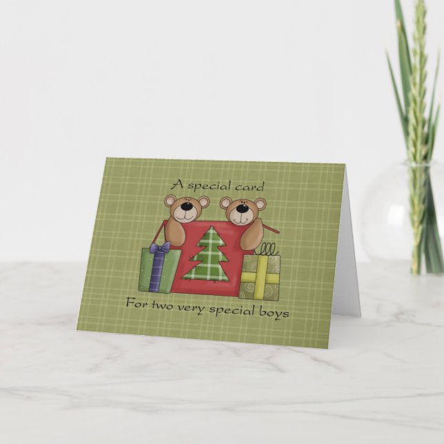 Carte de Noël pour des garçons jumeaux (Devant)