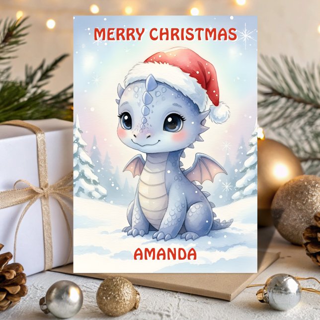 Carte de Noël pour enfants avec un bébé dragon de  (Créateur téléchargé)