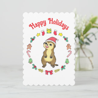 Carte de Noël pour enfants avec un bébé suricate p