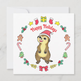 Carte de Noël pour enfants avec un suricate mignon