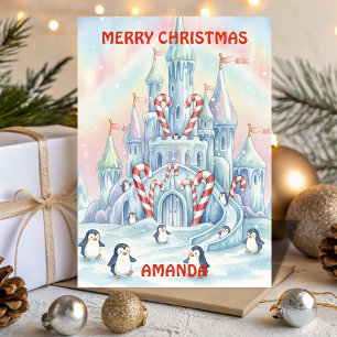 Carte de Noël pour enfants Château de glace de pin