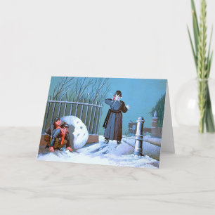 Carte de Noël pour enfants de snowball victorien
