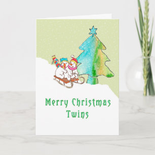 Carte de Noël pour enfants jumeaux
