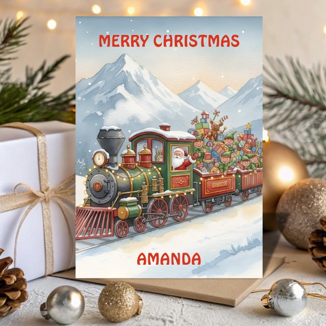Carte de Noël pour enfants : L'aventure du train d (Créateur téléchargé)