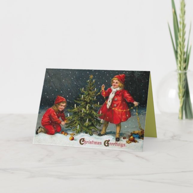 Carte de Noël pour enfants victoriens (Devant)