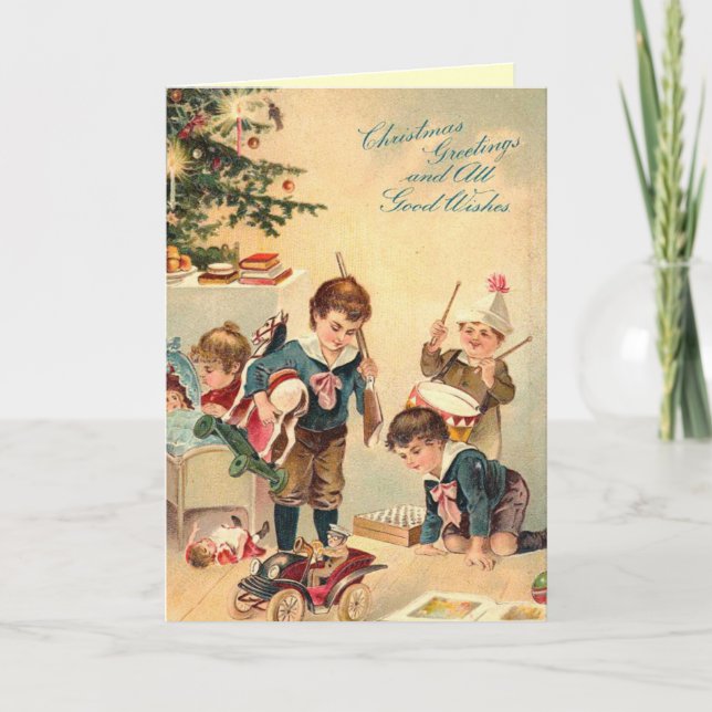 Carte de Noël pour enfants victoriens (Devant)