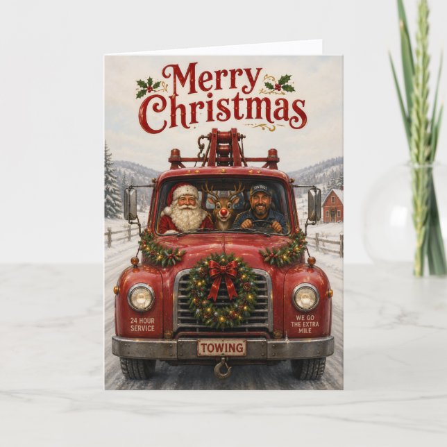 Carte de Noël pour Entreprise de Remorquage (Devant)
