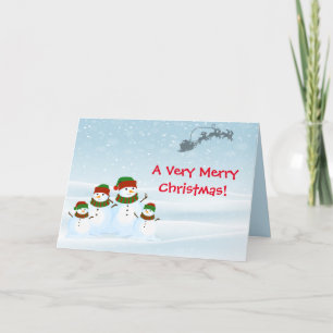 CARTE DE NOËL POUR FAMILLE DE NEIGE