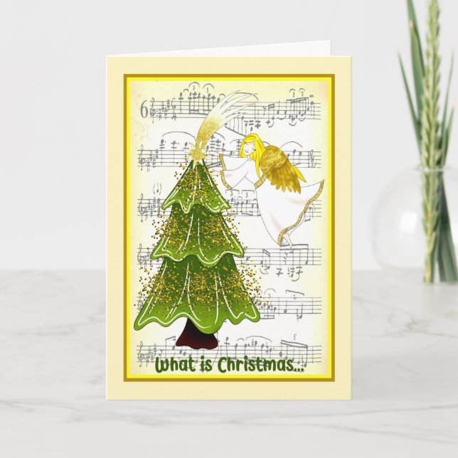 Carte de Noël pour femme avec ange et arbre (Devant)