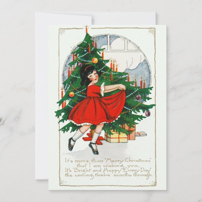 Carte de Noël pour fille dansante vintage (Devant)