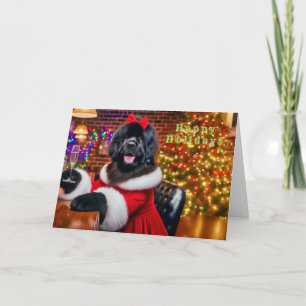 Carte de Noël pour filles de la fête des chiens de
