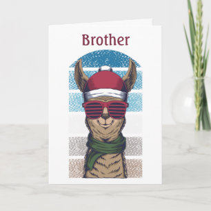 Carte de Noël pour frère Lama portant des lunett