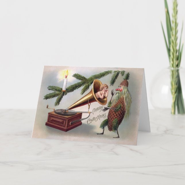 Carte de Noël pour homme Pinecone vintage (Devant)