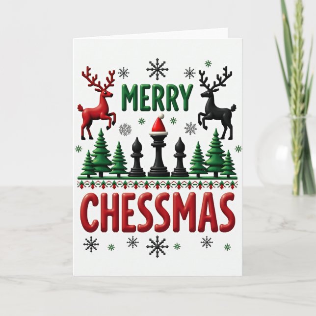 Carte de Noël pour joueur d'échecs Cadeau (Devant)