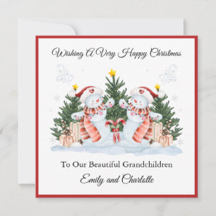 Carte de Noël pour jumelles filles pour leur premi