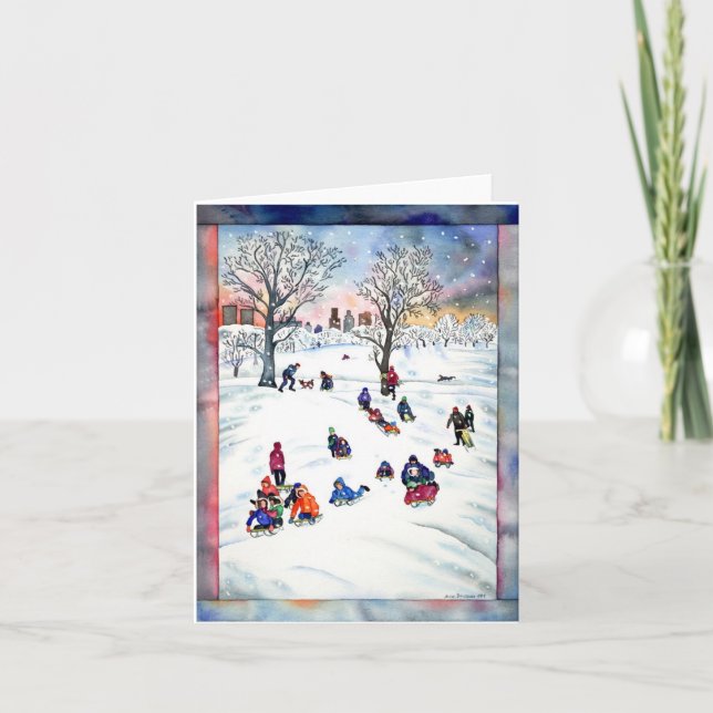 Carte de Noël pour la luge à neige (Devant)