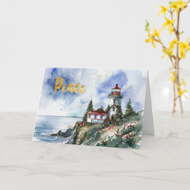 Carte de Noël pour la paix du phare (Fleur jaune)