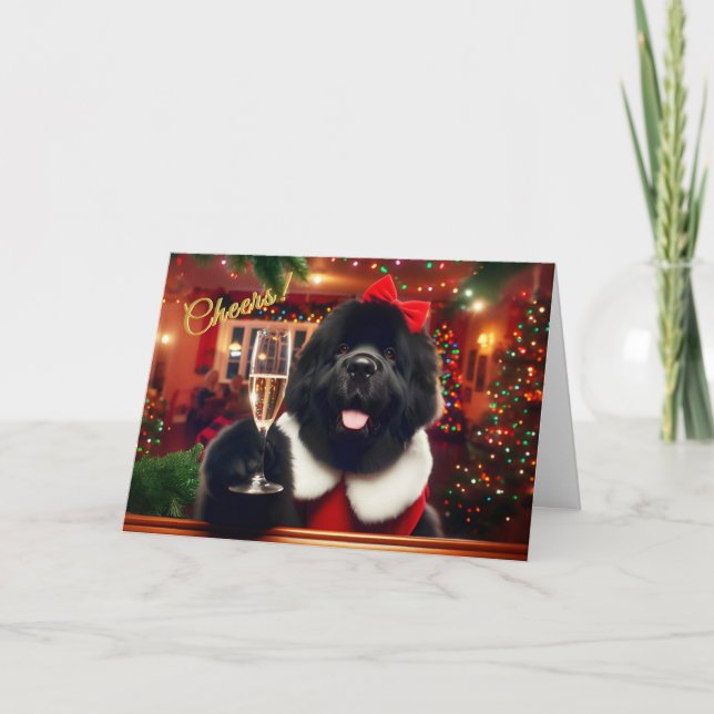 Carte de Noël pour le chien de Terre-Neuve (Devant)
