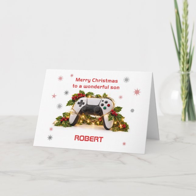 Carte de Noël pour le contrôleur de jeu du fils Aj (Devant)