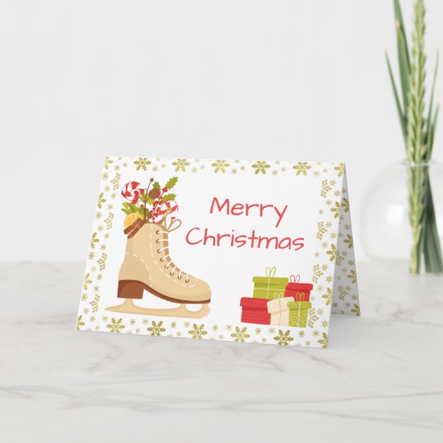 Carte de Noël pour le patin à glace - Patins tradi (Devant)