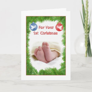 Carte de Noël pour le premier Noël de bébé