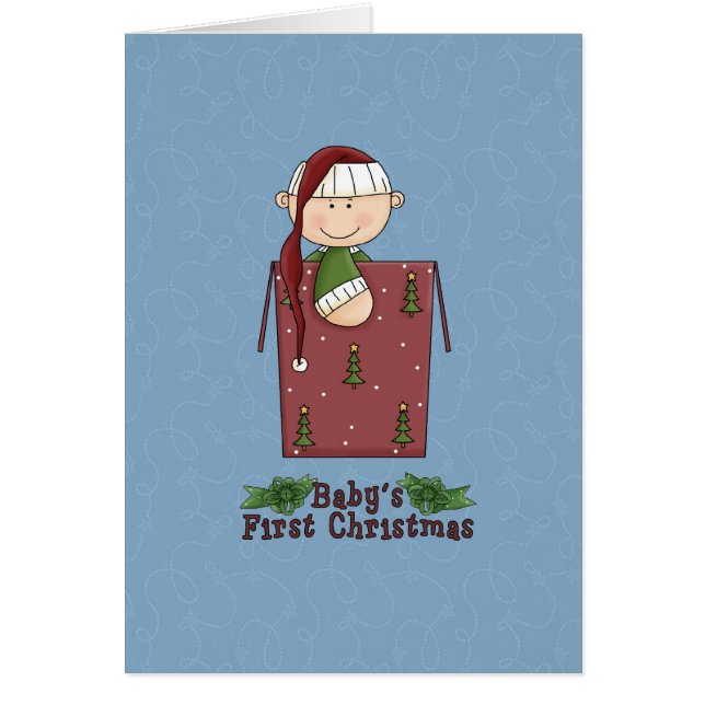 Carte de Noël pour le premier Noël d'un bébé garço (Devant)
