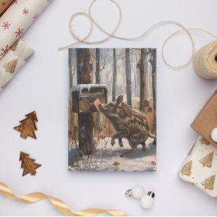 Carte de noël pour l'envoi de porc sauvage