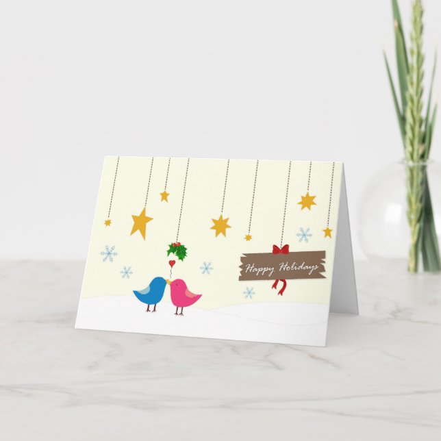 Carte de Noël pour les oiseaux de Mistletoe (Devant)